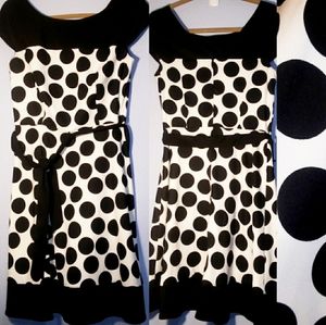 AGB Retro Style Polka Dot Back V Dress Sz 8 Black/White Waist Tie
